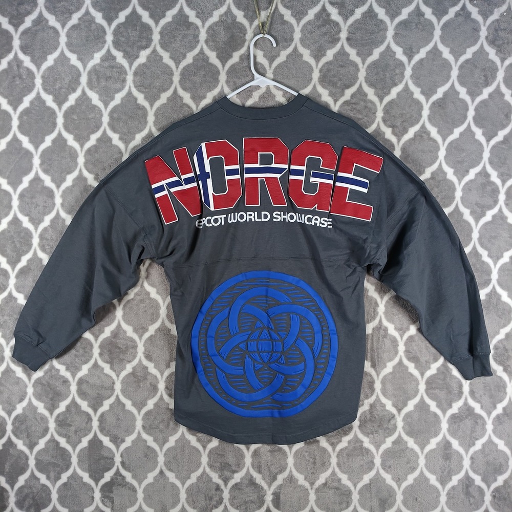 Disney Spirit Jersey Adult XS Gray Norge Norway Epcot World Showcase Puff Print